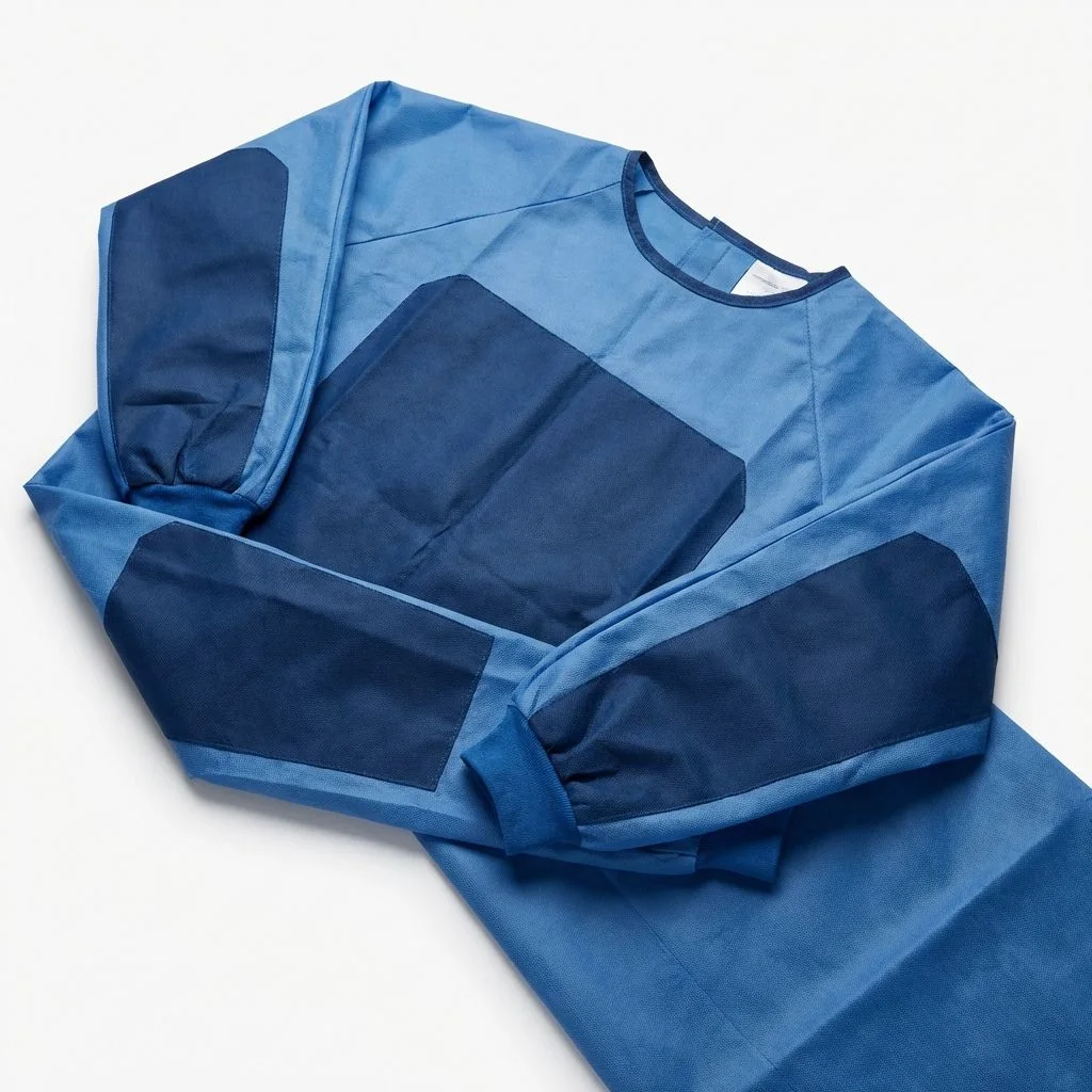 Reinforced Surgical Gown - Blue | Fluid-Resistant Front, Breathable Back